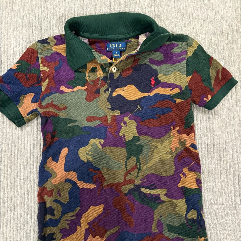 Polo by Ralph Lauren Kids Polo Shirt - Green, Purple, Brown Camo